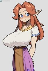 1girls big_breasts blush breasts cleavage clothed clothing cooliehigh cremia erect_nipples erect_nipples_under_clothes erection erection_under_clothes female female_only majora's_mask nintendo nipples the_legend_of_zelda the_legend_of_zelda:_majora's_mask