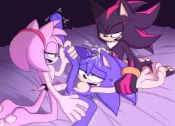 amy_rose cum cum_on_head cuntboy dildo ejaculation feet female hairband hindpaw intersex male modist_nsfw penis pussy sega shadow_the_hedgehog sonic_(series) sonic_the_hedgehog three_toes threesome