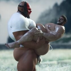 3d anal anal_sex balls bara big_balls big_penis boner chris_redfield erection gay male male_only muscles muscular nsfwmaker nude penis resident_evil sex size_difference stomach_bulge