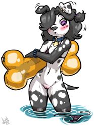 alpha_channel anthro atryl bikini black_hair blush canid canine canis clothing collar dalmatian domestic_dog fan_character female floatie hair inflatable inflatable_toy mammal purple_eyes simple_background solo solo_focus swimwear transparent_background wristband