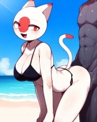 1boy 1girls ai_generated anthro big_breasts bikini black_body black_skin cat_ears cat_humanoid catgirl countryhumans countryhumans_girl egypt_(countryhumans) female fur furry humanoid japan_(countryhumans) male n980a penetration straight straight_sex yiff