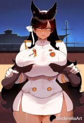 1boy ai_generated atago_(azur_lane) azur_lane big_ass big_breasts big_butt breasts commissions_open dark-skinned_male dark_skin female grope groping groping_breasts huge_ass huge_breasts interracial large_ass large_breasts light-skinned_female light_skin request sinderellaart thiccwithaq_(ai_style)