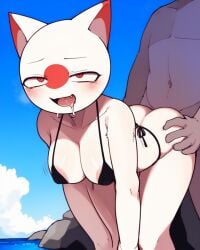 1boy 1girls ai_generated anthro beach big_breasts bikini cat_ears cat_humanoid catgirl countryhumans countryhumans_girl egypt_(countryhumans) female fur furry humanoid japan_(countryhumans) male n980a penetration straight straight_sex white_fur white_skin yiff