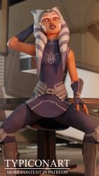 3d 3d_(artwork) ahsoka_tano alien alien_girl blender blender_(software) blender_cycles clothing smile solo solo_female spread_legs star_wars the_clone_wars:_season_seven typiconart vanilla