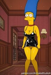 1girl ai_generated blue_hair female marge_simpson milf perfect_body sexy_body sexy_pose solo
