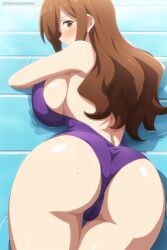 1female 1girls ai_generated artkoikoi ass big_ass brown_hair brown_hair_female commentary_request english_commentary female female_focus hair_over_one_eye hi_res highres koikoi kono_subarashii_sekai_ni_shukufuku_wo! long_hair long_hair_female looking_at_viewer solo solo_female swimsuit tagme very_high_resolution wiz_(konosuba)