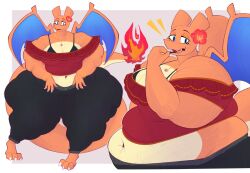 aimbot-jones big_breasts breasts charizard cleavage female no_humans overweight pokémon_(species) pokemon pokemon_(species) thick_thighs valentina_(aimbot-jones) wide_hips