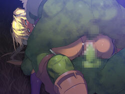 10s 1girls blonde_hair blue_eyes censored dark-skinned_female dark_skin double_penetration female interspecies male male/female mmf_threesome mosaic_censoring namaniku_atk orc orc_male tagme taimanin_(series) taimanin_asagi_battle_arena threesome tied_hair twintails yomi_akitsu