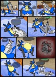 2016 all_fours anthro anthrofied bed belly big_belly birth black_fur blue_fur breasts canine comic cum cum_in_pussy cum_inside dialog doggy_style duo english_text featureless_breasts female from_behind_position fur grey_fur half-closed_eyes hand_on_ass hand_on_breast hand_on_stomach internal jewelry livinlovindude lucario lying male mammal markings necklace nintendo nude on_bed one_eye_closed open_mouth penetration pink_pawpads pokemon pokemon_(species) pokemon_dppt pokemorph pregnant pussy_juice raised_tail rebirth red_markings sex smile speech_bubble spikes spread_legs spreading star straight tail text unbirthing vaginal_penetration vore wet white_fur window wink wolf wristband yellow_fur