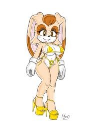 1girls bikini breasts female furry gloves gold_bikini havoczo high_heels lipstick sega sonic_(series) sonic_advance sonic_advance_2 sonic_team stiletto_heels string_bikini thong vanilla_the_rabbit wide_hips