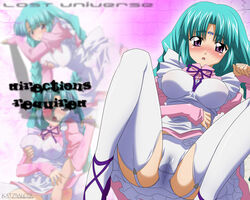 blush breasts cameltoe canal_vorfeed cleavage green_hair long_hair lost_universe maid spread_legs sugimura_tomokazu