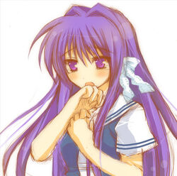 blue_hair bow clannad clothing fujibayashi_kyou lowres pokopi straight_hair