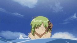 :o animated breasts bust green_hair lowres nude nude_filter ocean screencap sea shigure_asa shuffle shuffle! third-party_edit topless