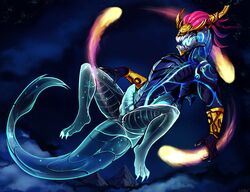 1boy 2016 absurd_res aurelion_sol cloud detailed_background dragon erection fireflufferz hi_res league_of_legends male male_only mountain night nude penis sky solo space star video_games watermark