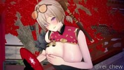 1girls 3d 3d_animation animated artist_name big_breasts blonde_hair blush boob_squish breasts breasts_out china_dress chinese_clothes chiyo1000nights dress fan female female_focus female_only fingerless_gloves hair_accessory hair_over_one_eye koikatsu light_skin long_hair looking_at_viewer music no_bra partially_clothed purple_eyes smug solo sound sunglasses sweety_(zenless_zone_zero) tagme teasing tinted_eyewear twintails video voice_acted zenless_zone_zero