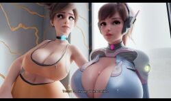 2boys 3d 3d_(artwork) 3girls asian asian_female big_breasts blizzard_entertainment breasts british british_female brown_hair brown_hair_female brunette_hair cleavage clothed clothed_female clothed_male collar d.va european european_female extreme_size_difference female female_focus hana_song height_difference korean korean_female krieginax large_boobs large_breasts lena_oxton light-skinned_female light-skinned_male light_skin male overwatch overwatch_2 shrunken_female shrunken_male size_difference tracer