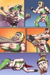 1boy 1futa blonde_hair breasts cock_and_balls_torture comic death decapitation exposed_breasts exposed_penis fatality futa_death futanari guro herm male mortal_kombat no.62 penectomy penis penis_in_own_mouth pussy ripped_clothing sonya_blade tagme