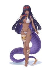 1girls 2d 2d_(artwork) alternate_costume animal_tail belly_button bikini bikini_bottom bikini_top bra breasts brown-skinned_female brown_skin covering fanart fanart_from_twitter female female_focus female_only front_view full_body golden_nails high_resolution highres holding_object holding_popsicle hourglass_figure lamia latam_virtual_youtuber light-skinned_female light_skin long_hair long_tongue looking_at_viewer mature mature_female naya_onuphyrus nipples popsicle purple_hair purple_tongue red_eyes saino_entertainment sexy shironagase simple_background slim_girl snake_girl snake_tail solo solo_female solo_focus standing standing_in_water sunglasses sunglasses_on_head swimsuit tail thong thong_bikini tongue tongue_out two_piece_swimsuit virtual_youtuber vtuber vtuberfanart water white_background