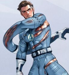 bara beard bleeding blood bruises bulge daddy dilf fantastic_four male male_only marvel marvel_rivals moustache mr_fantastic mr_fantastic_(marvel_rivals) muscles muscular muscular_male otokobara reed_richards reed_richards_(marvel_rivals) ripped_clothing solo solo_focus solo_male stretching_arms tight_clothing