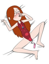 1girls accurate_art_style area_(artist) disney disney_channel disney_xd female female_only gravity_falls lifeguard nipples solo straight_hair swimsuit vibrator wendy_corduroy