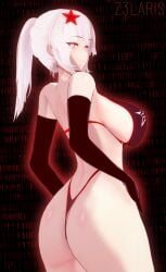 1girls 3d armwear big_ass big_breasts bikini bikini_bottom bikini_top breasts busty busty_female curvaceous curvy curvy_body curvy_female curvy_figure cyberpunk female female_focus female_only glitch glitching glowing_eyes hand_on_hip hand_on_hips hearts_of_iron_4 hologram holographic hourglass_figure loji long_march looking_at_viewer ponytail red_clothing red_eyes red_light seductive seductive_eyes seductive_look seductive_smile slim_waist solo solo_female solo_focus standing star_on_head text tfr the_fire_rises(hoi4) traditional_clothes voluptuous voluptuous_female waist white_hair wide_hips z3laris