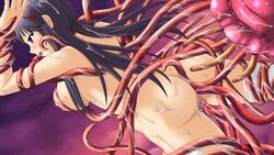 anal ass black_hair blush bondage double_penetration female from_behind nude tagme tentacle vaginal_penetration yonekura_kihiro zettai_ryouiki