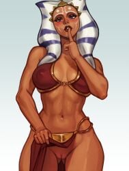 1girls 2d ahsoka_tano animated bikini bikini_top chain_leash female female_only nipples no_panties pose shushing slave slave_leia_(cosplay) solo star_wars star_wars:_the_clone_wars tagme teasing