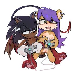 1boy 1girls commission dreamcast dreamcast_controller female male mina_mongoose pinklilim playing_videogame reverse_cowgirl_position sonic_(series) sonic_oc sonic_original_character sonic_the_hedgehog_(comics) sonic_the_hedgehog_(series)