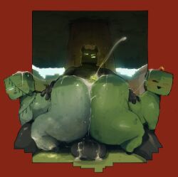 1boy 2025 2ambiguous 2d 2d_(artwork) alternate_ass_size alternate_body_type ambiguous_gender ass assjob big_ass big_butt big_penis bodily_fluids butt buttjob collaborative collaborative_buttjob collaborative_hot_dogging collaborative_sex creeper creeper_(minecraft) cum cum_between_ass cumming cumshot elchilenito genital_fluids genitals green_body hi_res hotdogging hotdogging_ass minecraft neato_05 penis sex