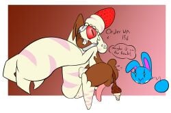 alcremie ambiguous_gender anthro ass azumarill balls bite biting_lip biting_own_lip blue_body border brown_background brown_body brown_fur cotton_tail cybernetics cyborg english_text feces feces_as_food feral floppy_ears food fruit fur generation_2_pokemon generation_4_pokemon generation_7_pokemon generation_8_pokemon genitals gradient_background gynomorph hi_res hybrid ice_cream_cone ice_cream_scat intersex long_ears long_penis lopunny machine merengue_(rakugaki) nintendo penis pink_body pink_fur plant pokemon pokemon_(species) pooping_in_ice_cream_cone primarina rakugaki_(artist) scat scatplay self_bite simple_background solo sprinkles sprinkles_in_feces star_eyes strawberry teeth text thought_bubble unusual_feces white_body white_border white_fur