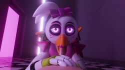 3d animated anthro blender blowjob female five_nights_at_freddy's five_nights_at_freddy's:_security_breach fnaf glamrock_chica_(fnaf) human looking_at_viewer loop looping_animation no_sound robot robot_girl self_upload straight tagme video vlgrf