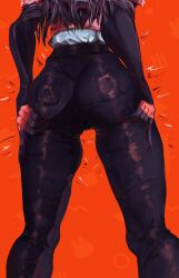 1girls ass ass_focus ass_grab big_ass black_hair chainsaw_man demon demon_girl devil devil_girl female grabbing_ass grabbing_own_ass heroine light-skinned_female mitaka_asa tagme_(artist) tight_clothes tight_pants yoru_(chainsaw_man)