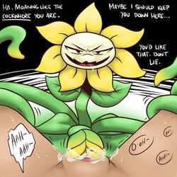 2015 bottomless cum dialogue duo english_text female female_pov flora_fauna flower flowey_the_flower forced frisk highres human male mammal moan monster open_mouth oral penetrating_viewer penetration penis plant pov pussy rape rape_face sex signature speech_bubble spread_legs spreading text undertale unknown_artist vaginal_penetration vines