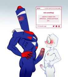 2boys battat_(deltarune) big_dick blush comparing_penis deltarune deltarune_chapter_3 gay mondotopia pippins_(deltarune) request size_difference strawpage_request sweat zapper_(deltarune)