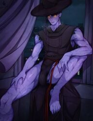 asian asian_male demon demon_boy jinu_(character) jinu_(kpop_demon_hunters) jockstrap korean korean_male kpop_demon_hunters male male_only purple_body purple_skin saja_boys solo solo_focus solo_male sony_pictures_animation yasei_art