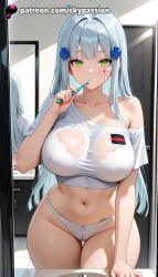 1girls 2025 ai_assisted ai_generated anime artist_name bangs big_breasts big_chest blunt_bangs blush bra breast breasts bust busty chest collarbone explicit eyebrows_visible_through_hair facial_mark female girls'_frontline green_eyes hair_ornament hi_res high_quality high_resolution highres hk416_(girls'_frontline) large_breasts long_hair looking_at_viewer navel panties patreon patreon_username silver_hair skypassion solo stable_diffusion teardrop thighs underwear very_long_hair watermark white_panties wide_hips