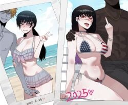 1girls ai_generated american_flag american_flag_bikini black_hair blacked chainsaw_man cheating cheating_girlfriend corruption dark-skinned_male demon demon_girl denji_(chainsaw_man) devil devil_girl female heroine interracial japanese_female light-skinned_female male middle_finger mitaka_asa peace_sign qos qos_tattoo queen_of_spades queen_of_spades_tattoo ratatatat74_(ai_style) ringed_eyes scar scar_on_face spiral_eyes v_sign yoru_(chainsaw_man)