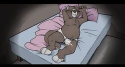 1boy anthro barefoot bed blush clothed clothing cum cum_through_clothes cum_through_underwear disney douglas_benson feline furry furry_only letterboxed lying male male_only mammal neenya on_back on_bed pillow sleeping slightly_chubby solo talespin tenting topless underwear wet_dream whiskers