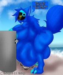 3_toes 4_fingers animal_humanoid anthro anthro_only beach big_breasts big_feet blue_body blue_eyes blue_fur blue_hair breasts canid canine claws cybernetics cyborg fatal_vore feet fingers fluffy fur hair hi_res humanoid hyper intersex intersex_pred long_tail machine mammal mammal_humanoid mass_vore nude onomatopoeia protogen protogen_visor sokoyo_owo sound_effects starry_(sokoyo_owo) tail text toes unwilling_prey vore yellow_eyes