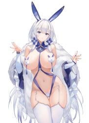 1girls 2024 azur_lane big_breasts bikini blue_eyes breasts bunny_ears bunny_girl hi_res illustrious_(azur_lane) light-skinned_female light_skin long_hair royal_navy_(azur_lane) skimpy skimpy_bikini skimpy_clothes solo standing thighhighs urdha white_background white_hair