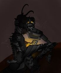 begging_for_more centipede crying crying_with_eyes_open furry glowing_eyes glowing_genitalia glowing_penis male male/male robot suggestive the_mimic_(fnaf)