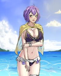 alboeire alternate_costume bernadetta_von_varley bikini breasts female female_only fire_emblem fire_emblem:_three_houses nintendo open_mouth purple_bikini purple_swimsuit solo swimsuit