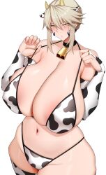 1girls 2024 arind_yudha artoria_pendragon artoria_pendragon_(lancer) artoria_pendragon_(lancer_alter) bell_collar big_breasts blonde_hair blush boobs breasts_bigger_than_head bridal_gauntlets cow_print cow_print_bikini cowbell fate/grand_order fate_(series) female female_only gigantic_breasts hi_res hips huge_breasts large_breasts looking_at_viewer massive_breasts milf navel older_female solo tagme thick_thighs thighhighs thighs twitter voluptuous voluptuous_female yellow_eyes