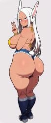 ai_generated ass ass_focus big_ass big_butt big_thighs bikini_top boku_no_hero_academia boots bunny_ears bunny_girl fat_ass gigantic_ass huge_ass jean_shorts miruko my_hero_academia randomran red_eyes rumi_usagiyama smile smiling smiling_at_viewer solo solo_female solo_focus thick_thighs