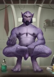 alien balls foreskin fur garazeb_orrelios genitals green_eyes hi_res humanoid humanoid_pointy_ears lasat male male_only nails nipples penis purple_body purple_fur satanic_monkey solo star_wars the_mandalorian vein veiny_penis