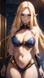 ai_generated alpha_(the_eminence_in_shadow) blonde_female blonde_hair blue_eyes bra elf elf_ears elf_female kage_no_jitsuryokusha_ni_naritakute! large_breasts lingerie naughtyangelx panties the_eminence_in_shadow