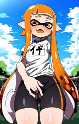 ai_generated cameltoe fingering_through_clothes inkling inkling_girl kaori_(splatoon) masturbating masturbation splatoon