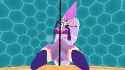 crouched furry helluva_boss holding_pole pole pole_dancer pole_dancing queen_bee-lzebub_(helluva_boss) vrchat vrchat_avatar vrchat_model