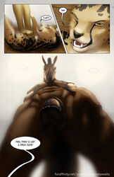 cheetah close-up comic dialogue equine feline horse jade king_cheetah male male_only mammal nude panels penis text the_cherret_awaits