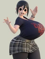 1girls 3d alternate_breast_size big_breasts female_only huge_breasts knives_chau large_breasts mob_face scott_pilgrim solo solo_female tagme thick_thighs usukeninja wide_hips